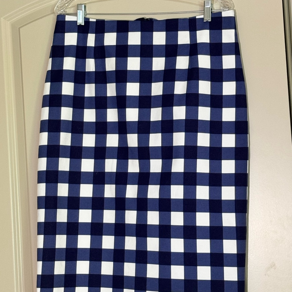 Boden Blue and White Midi Pencil Skirt for Work